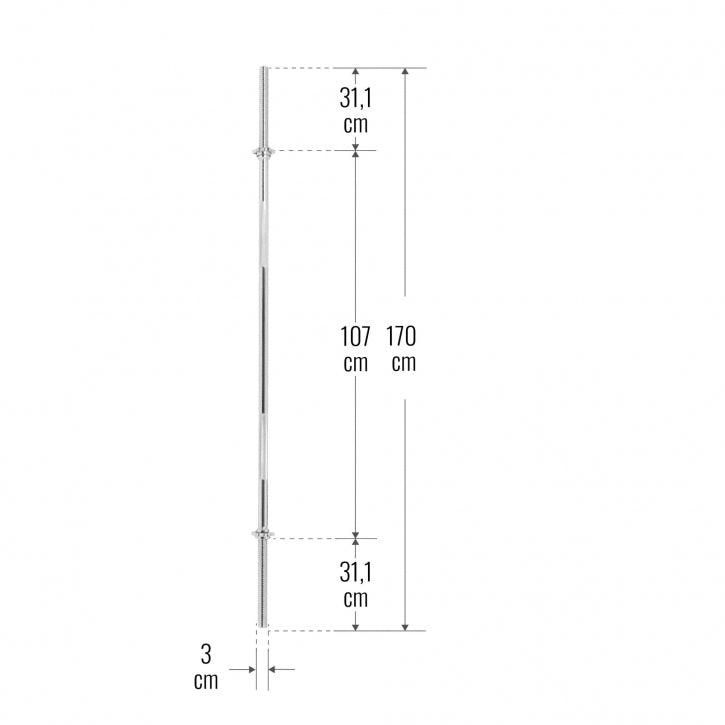 Barra de Pesas 170 cm - Gorilla Sports ES