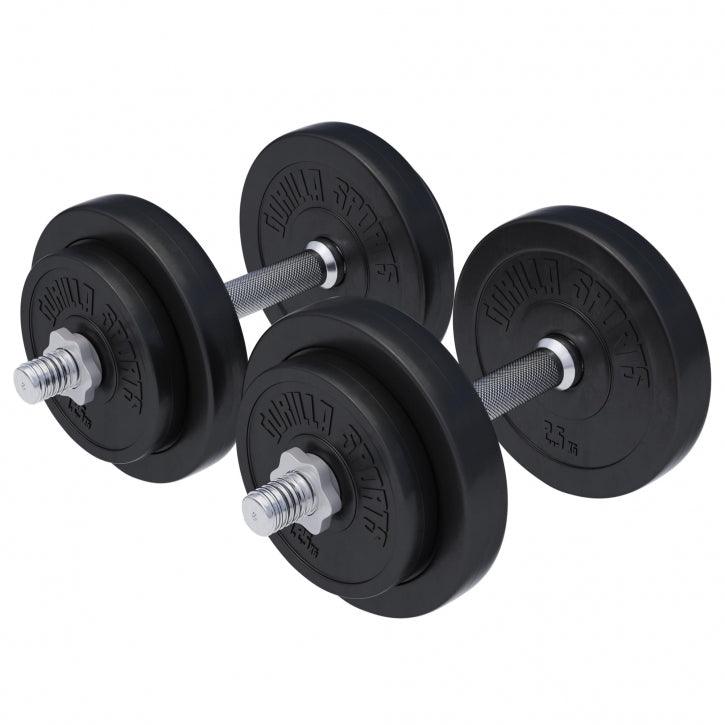 Set de Mancuernas y Discos de Pesas de Plástico - Gorilla Sports ES