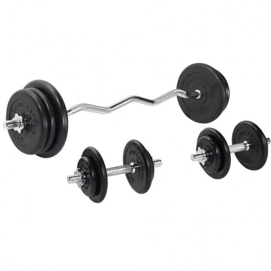 Set de Curl Z y Discos de Pesas de Goma - Gorilla Sports ES