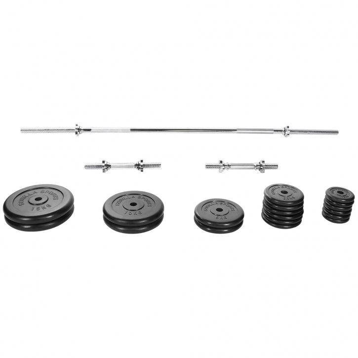 Set de Barra y Discos de Pesas de Goma - Gorilla Sports ES