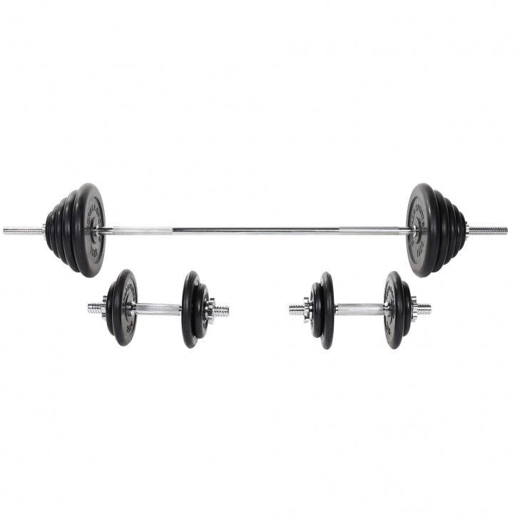 Set de Barra y Discos de Pesas de Goma - Gorilla Sports ES