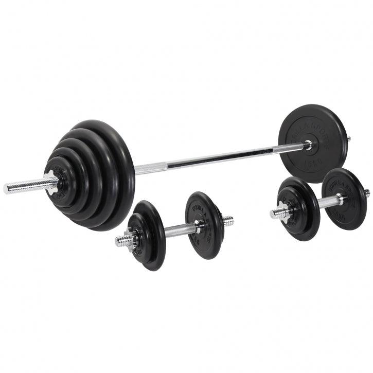 Set de Barra y Discos de Pesas de Goma - Gorilla Sports ES