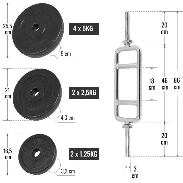 Set de Barra de Tríceps y Discos de Pesas de Plástico - Gorilla Sports ES