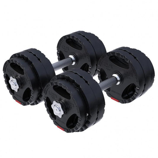 Set de Barra y Discos de Pesas de Plástico con Triple Agarre - Gorilla Sports ES