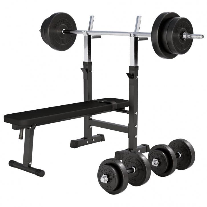 Banco de Musculación con Set de Pesas de Plástico - Gorilla Sports ES