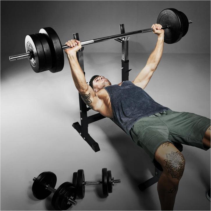 Banco de Musculación con Set de Pesas de Plástico - Gorilla Sports ES