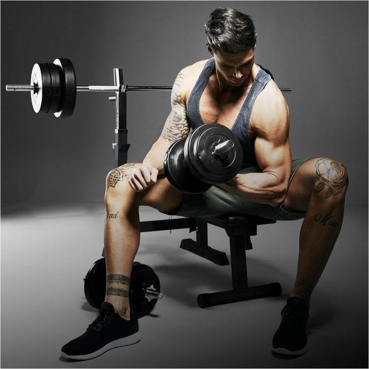 Banco de Musculación con Set de Pesas de Plástico - Gorilla Sports ES