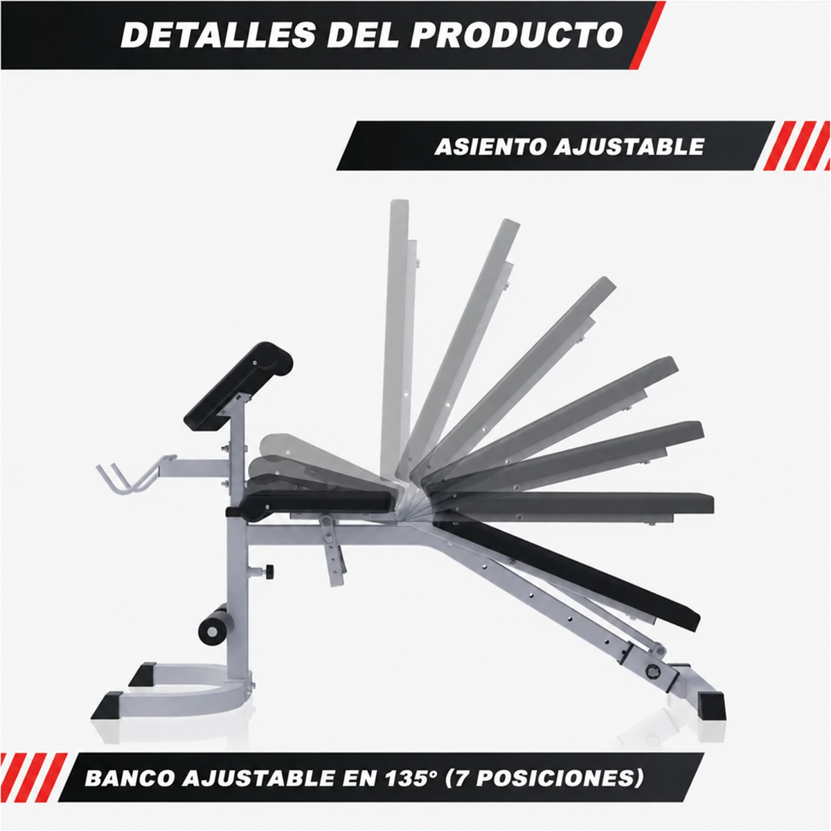 Banco de Musculación con Curl Predicador Ajustable
