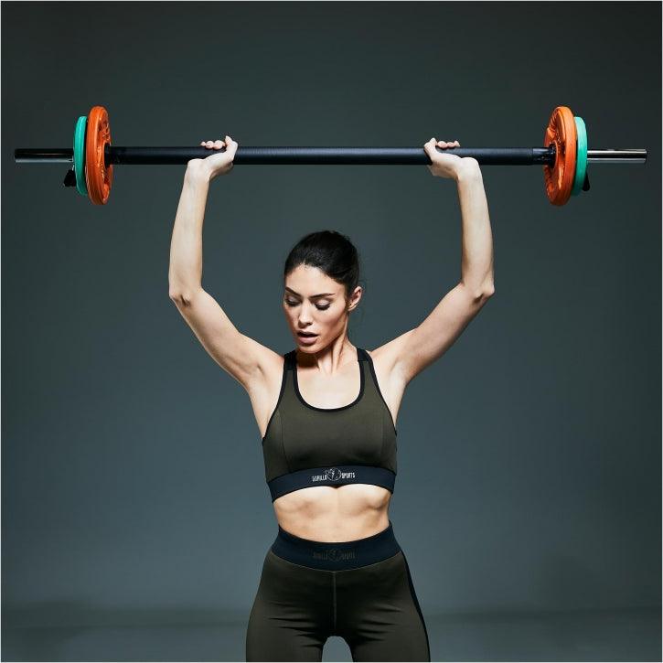 Set de Barra de Aeróbic y Discos de Pesas de Goma con Triple Agarre - Gorilla Sports ES