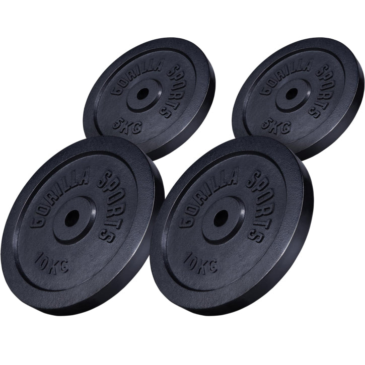 Disco de Pesas de Hierro Fundido 0,5 kg - 30 kg Negro - Gorilla Sports ES
