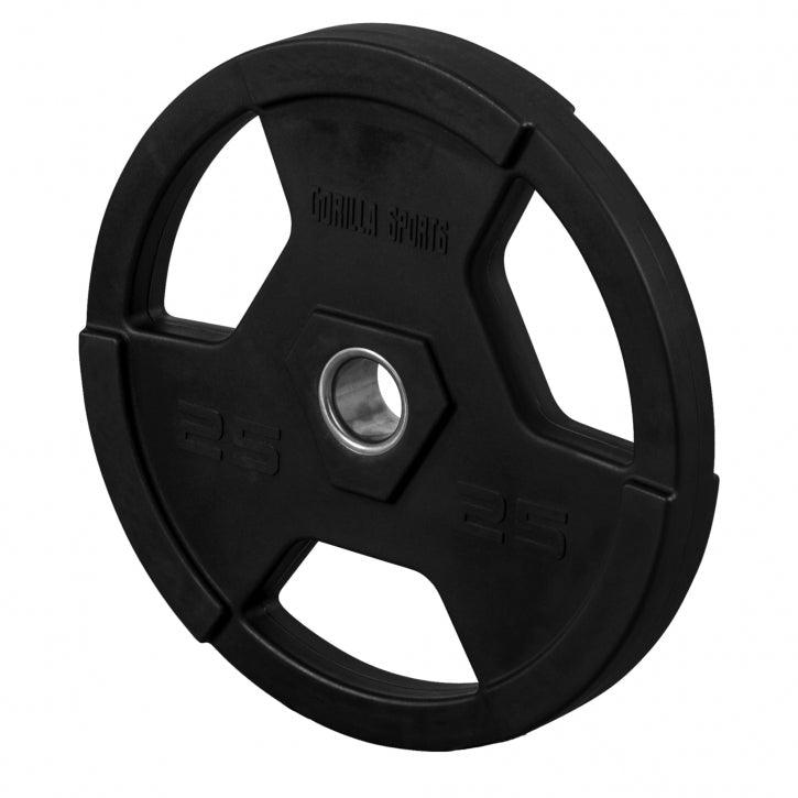 Disco de Pesas Olímpico de Plástico con Triple Agarre 1,25 - 25 kg - Gorilla Sports ES