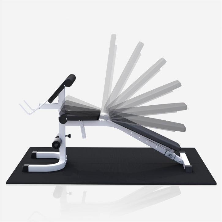 Banco con Soporte para Barra + Set de Pesas de Plástico con Triple Agarre + Protector Suelo - Gorilla Sports ES