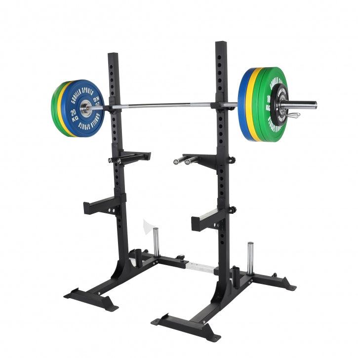 Soporte para Sentadillas + Set de Discos de Pesas Bumper Olímpicos - 140 kg - Gorilla Sports ES