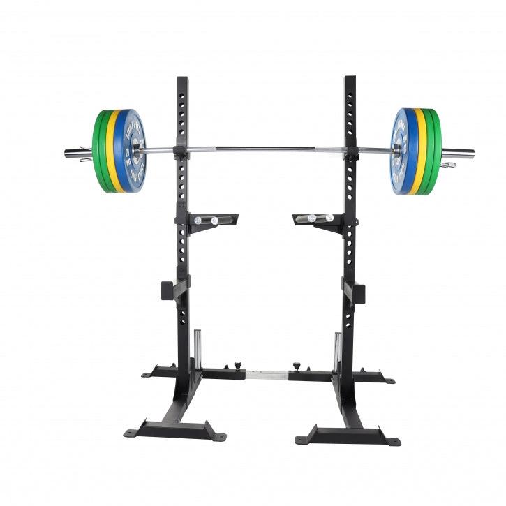 Soporte para Sentadillas + Set de Discos de Pesas Bumper Olímpicos - 140 kg - Gorilla Sports ES