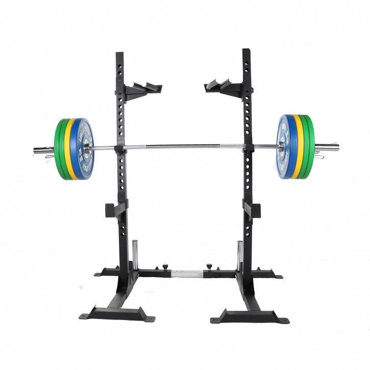 Soporte para Sentadillas + Set de Discos de Pesas Bumper Olímpicos - 140 kg - Gorilla Sports ES