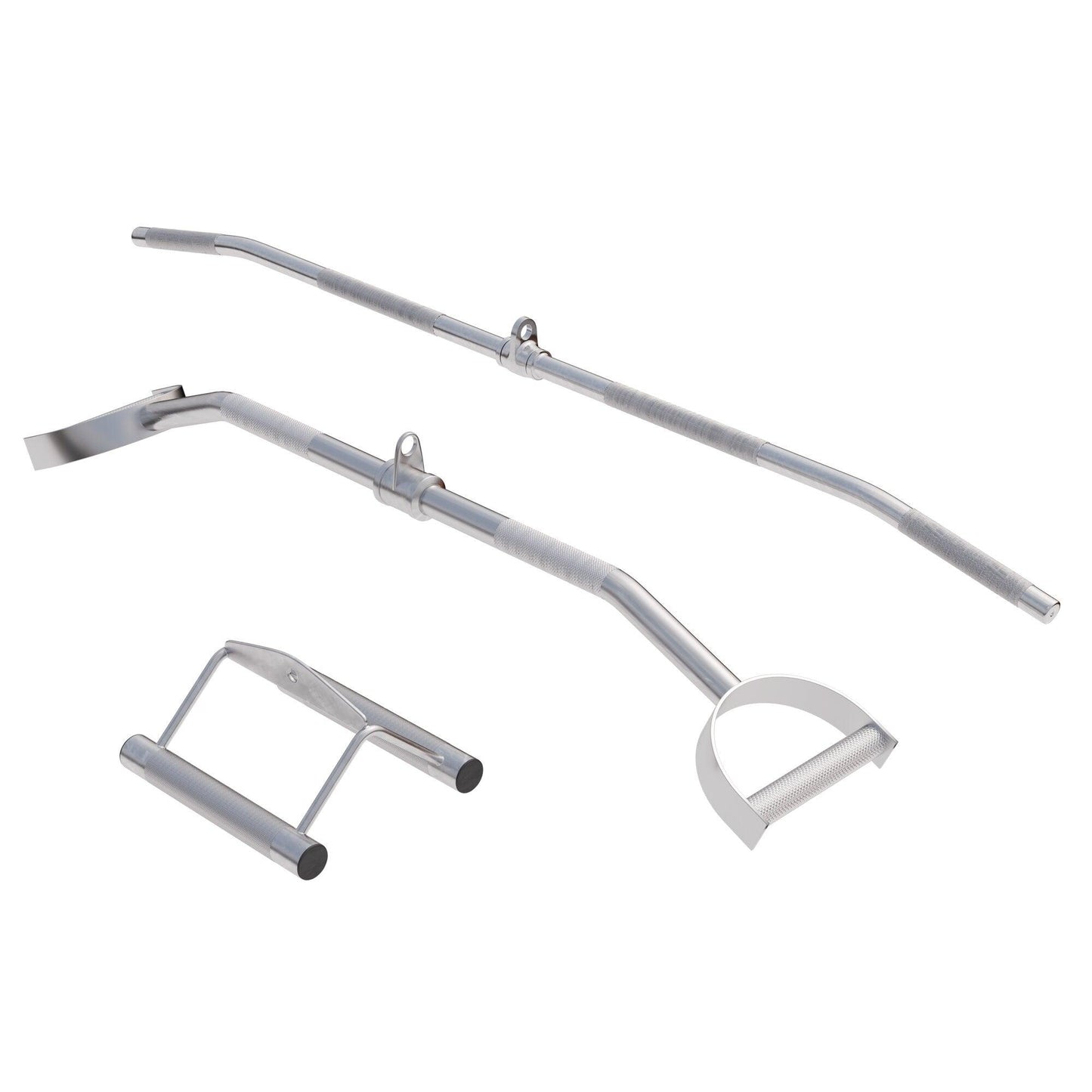 Set de Tiradores Para Polea - Pulldown curvado + Barra de Jalón + Remo - Gorilla Sports ES