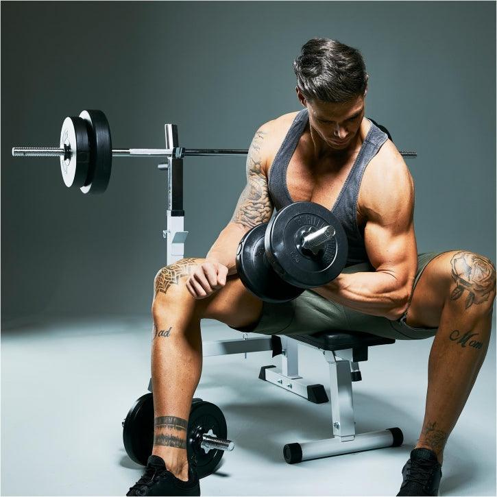 Set de Barra Larga y Discos de Pesas de Plástico - Gorilla Sports ES