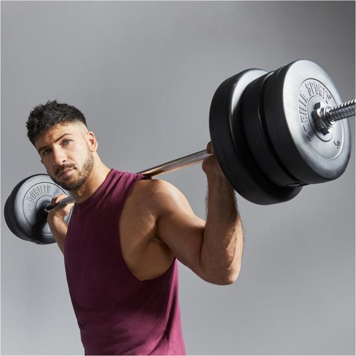 Set de Barra Larga y Discos de Pesas de Plástico - Gorilla Sports ES