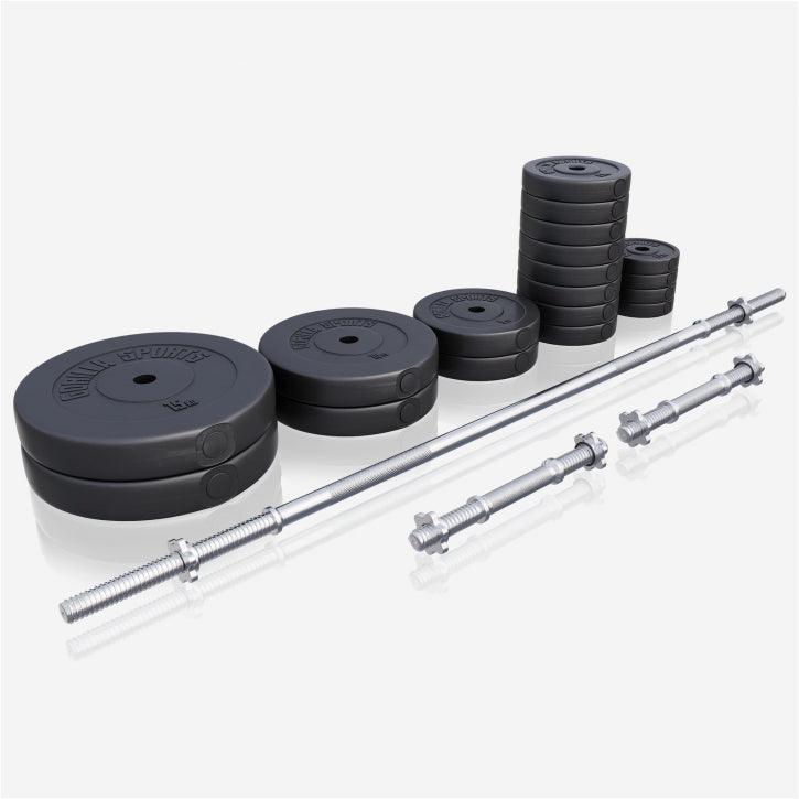 Set de Barra Larga y Discos de Pesas de Plástico - Gorilla Sports ES