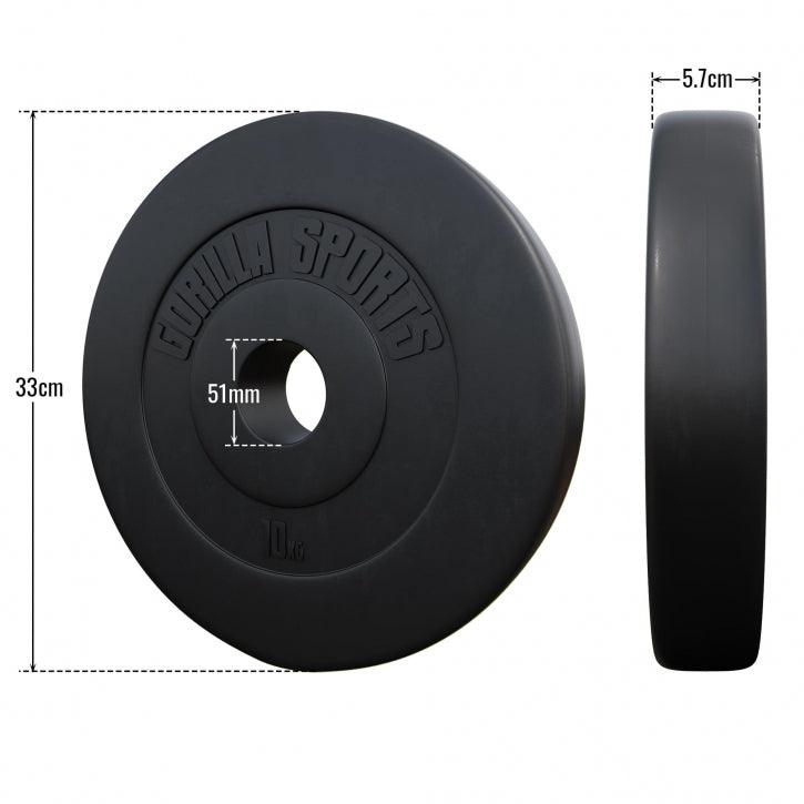 Disco de Pesas Olímpico de Plástico 1,25 kg - 15 kg - Gorilla Sports ES