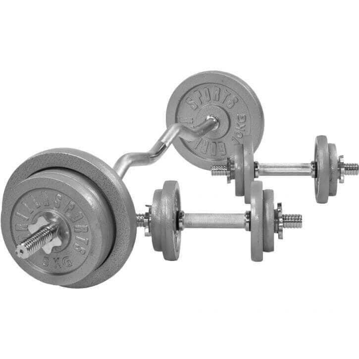 Set de Curl Z y Discos de Pesas de Hierro Fundido - Gorilla Sports ES
