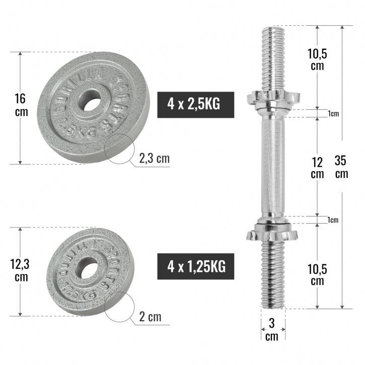 Juego de Mancuernas de Hierro Fundido 20 kg - Gorilla Sports ES