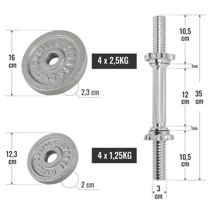 Juego de Mancuernas de Hierro Fundido 20 kg - Gorilla Sports ES