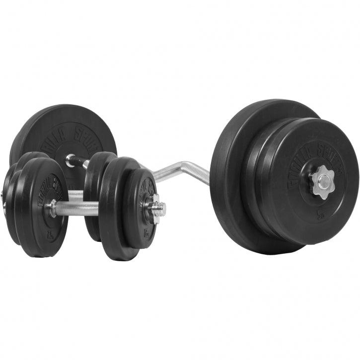 Set de Curl con Barra Z y Discos de Pesas 70 kg - Gorilla Sports ES