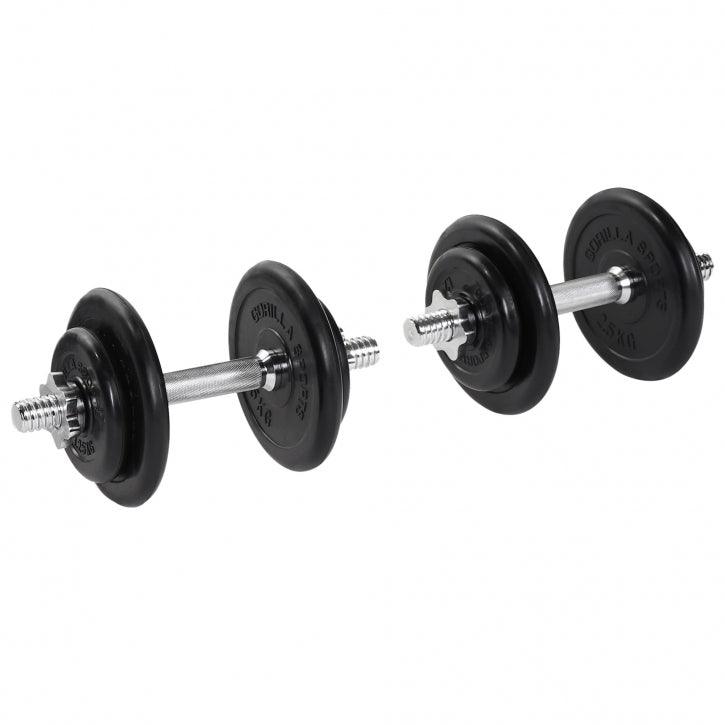 Set de Mancuernas y Discos de Pesas de Goma 20 kg - Gorilla Sports ES
