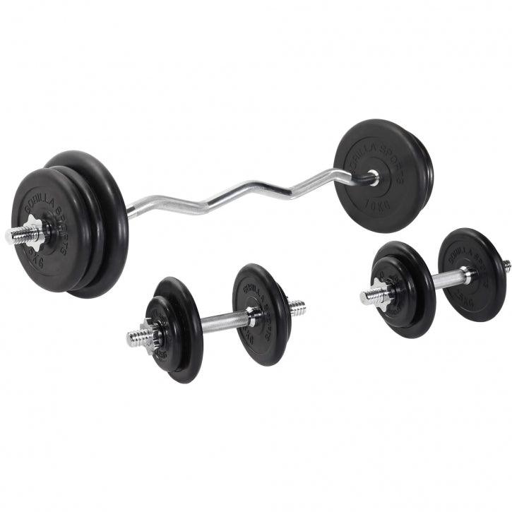 Set de Curl Z y Discos de Pesas de Goma - Gorilla Sports ES