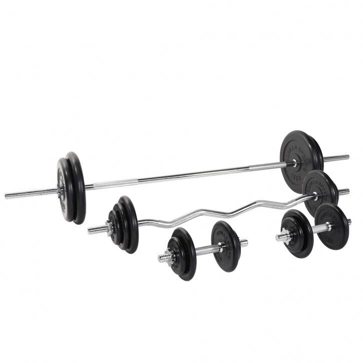 Set de Barra y Discos de Pesas de Goma - Gorilla Sports ES