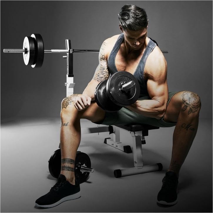 Banco de Musculación con Soporte para Barra Ajustable - Gorilla Sports ES