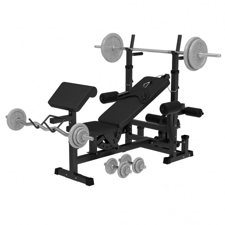 Multiestación Home Gym con Set de Pesas de Hierro Fundido - Gorilla Sports ES