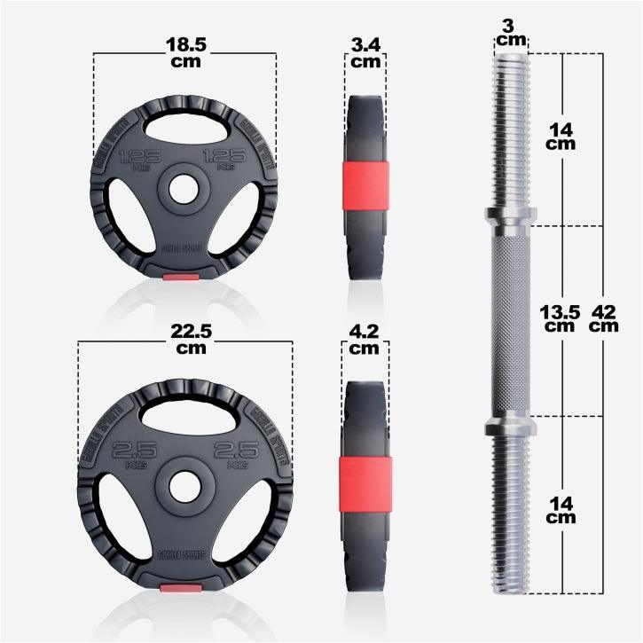 Set de Barra y Discos de Pesas de Plástico con Triple Agarre - Gorilla Sports ES
