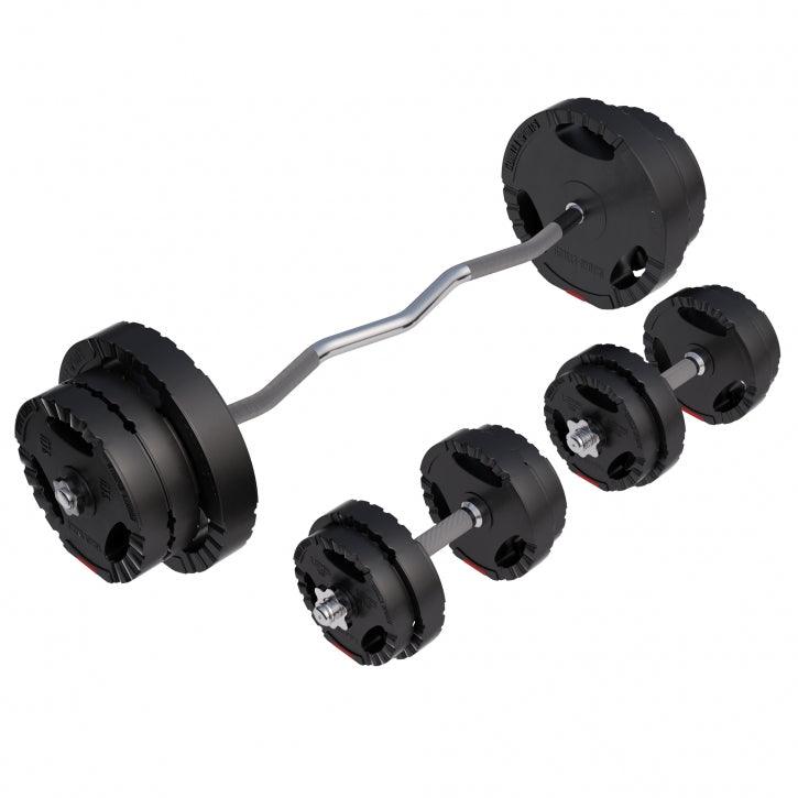 Set de Barra y Discos de Pesas de Plástico con Triple Agarre - Gorilla Sports ES