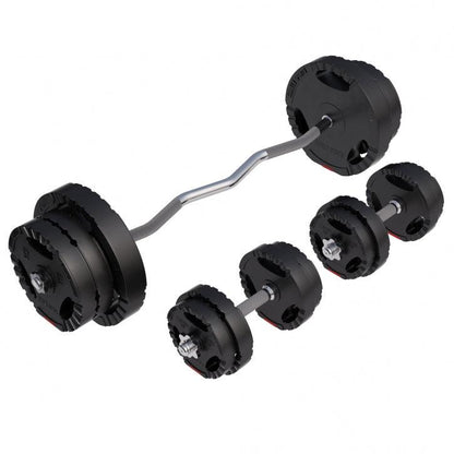 Set de Barra y Discos de Pesas de Plástico con Triple Agarre - Gorilla Sports ES