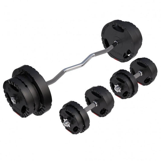 Set de Barra y Discos de Pesas de Plástico con Triple Agarre - Gorilla Sports ES
