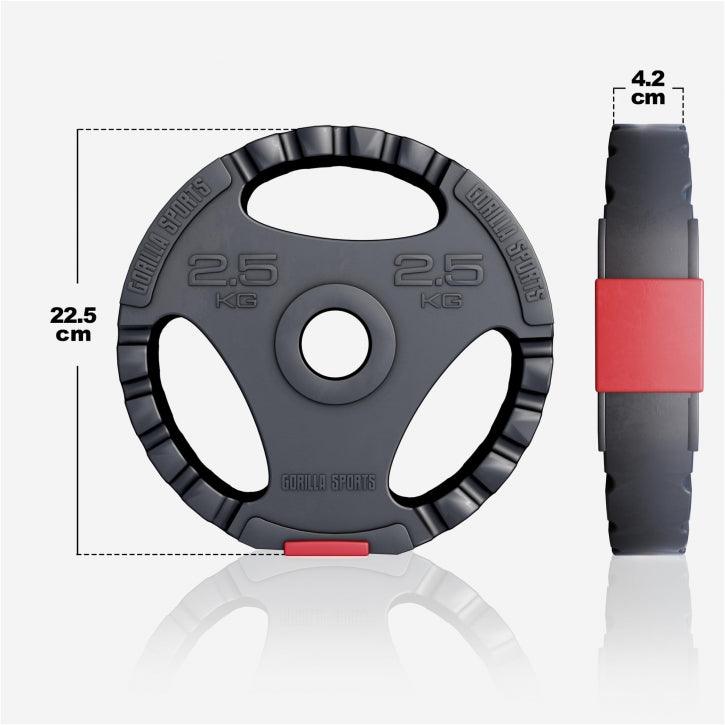 Set de Barra y Discos de Pesas de Plástico con Triple Agarre - Gorilla Sports ES
