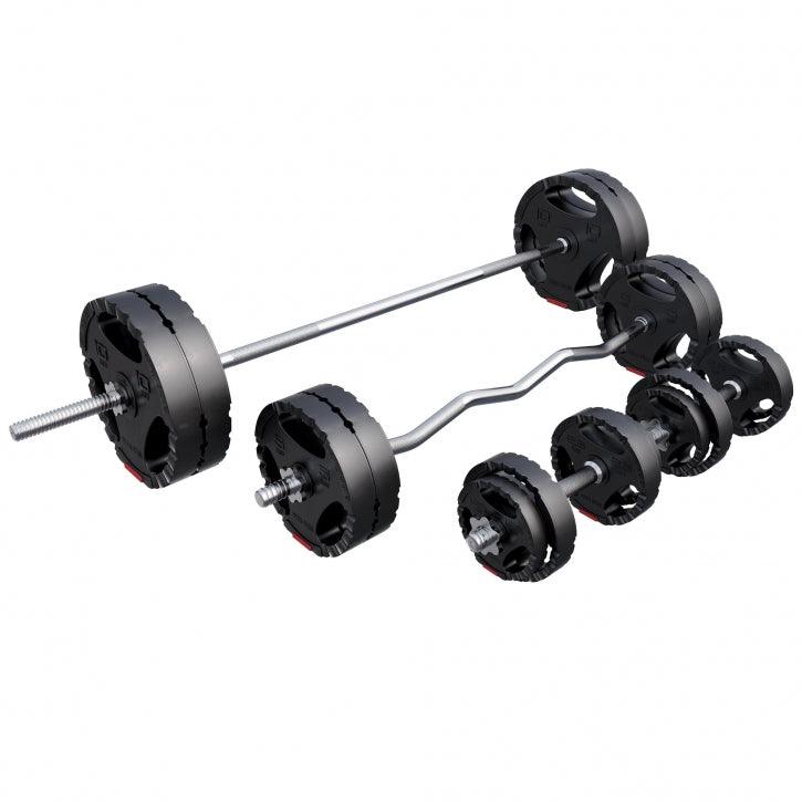 Set de Barra y Discos de Pesas de Plástico con Triple Agarre - Gorilla Sports ES