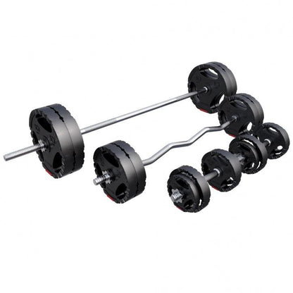 Set de Barra y Discos de Pesas de Plástico con Triple Agarre - Gorilla Sports ES