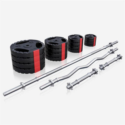 Set de Barra y Discos de Pesas de Plástico con Triple Agarre - Gorilla Sports ES