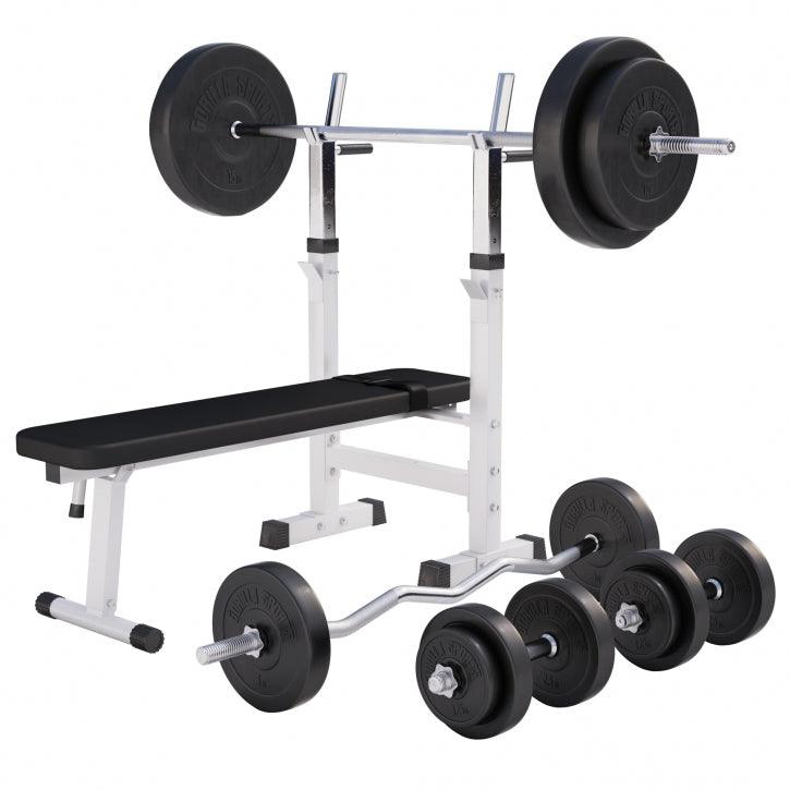 Banco de Musculación con Set de Pesas de Plástico - Gorilla Sports ES