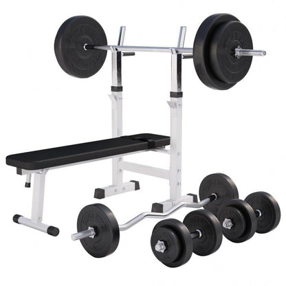 Banco de Musculación con Set de Pesas de Plástico - Gorilla Sports ES