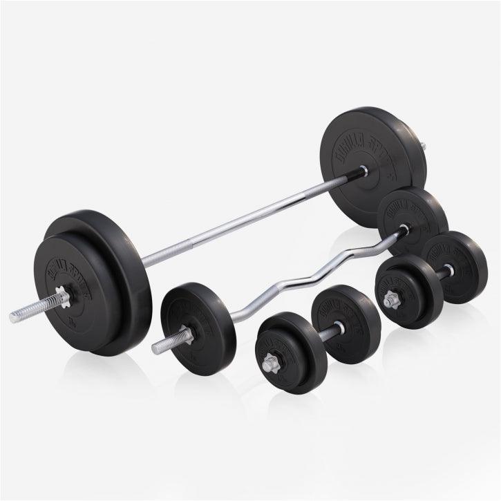 Banco de Musculación con Set de Pesas de Plástico - Gorilla Sports ES