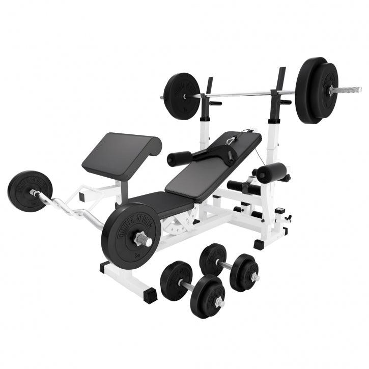Multiestación Home Gym con Set de Pesas de Plástico - Gorilla Sports ES