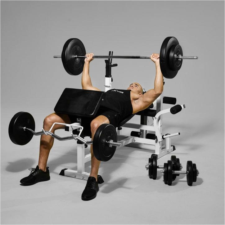 Multiestación Home Gym con Set de Pesas de Plástico - Gorilla Sports ES