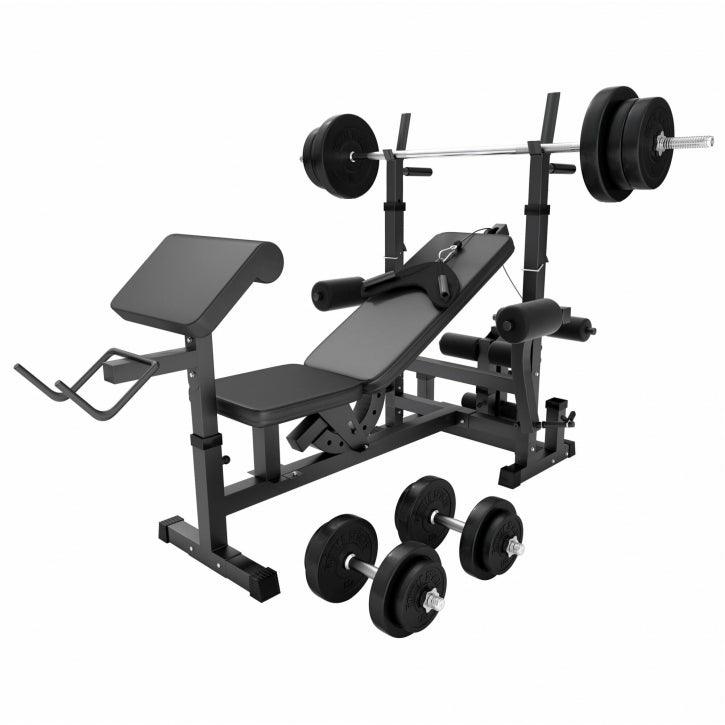 Multiestación Home Gym con Set de Pesas de Plástico - Gorilla Sports ES