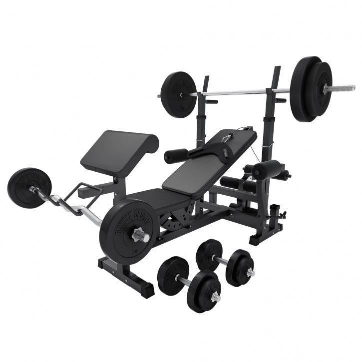 Multiestación Home Gym con Set de Pesas de Plástico - Gorilla Sports ES