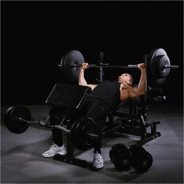 Multiestación Home Gym con Set de Pesas de Plástico - Gorilla Sports ES