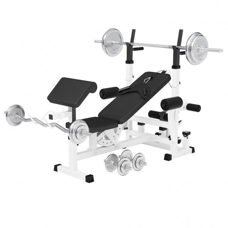 Multiestación Home Gym con Set de Pesas de Hierro Fundido Cromado - Gorilla Sports ES